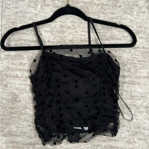 Rachel Zoe Black Sheer Polka Dot Camisole